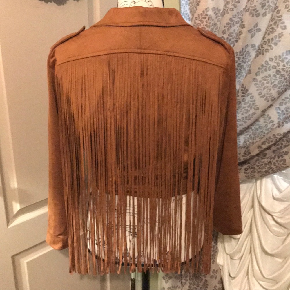 STUNNING Faux Suede Fringe Moto Jacket Coachella